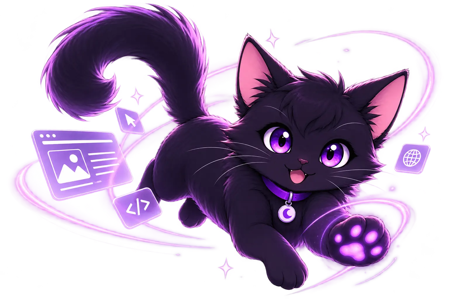 Mascotte chat noir Ely Digital – création de sites web et référencement SEO